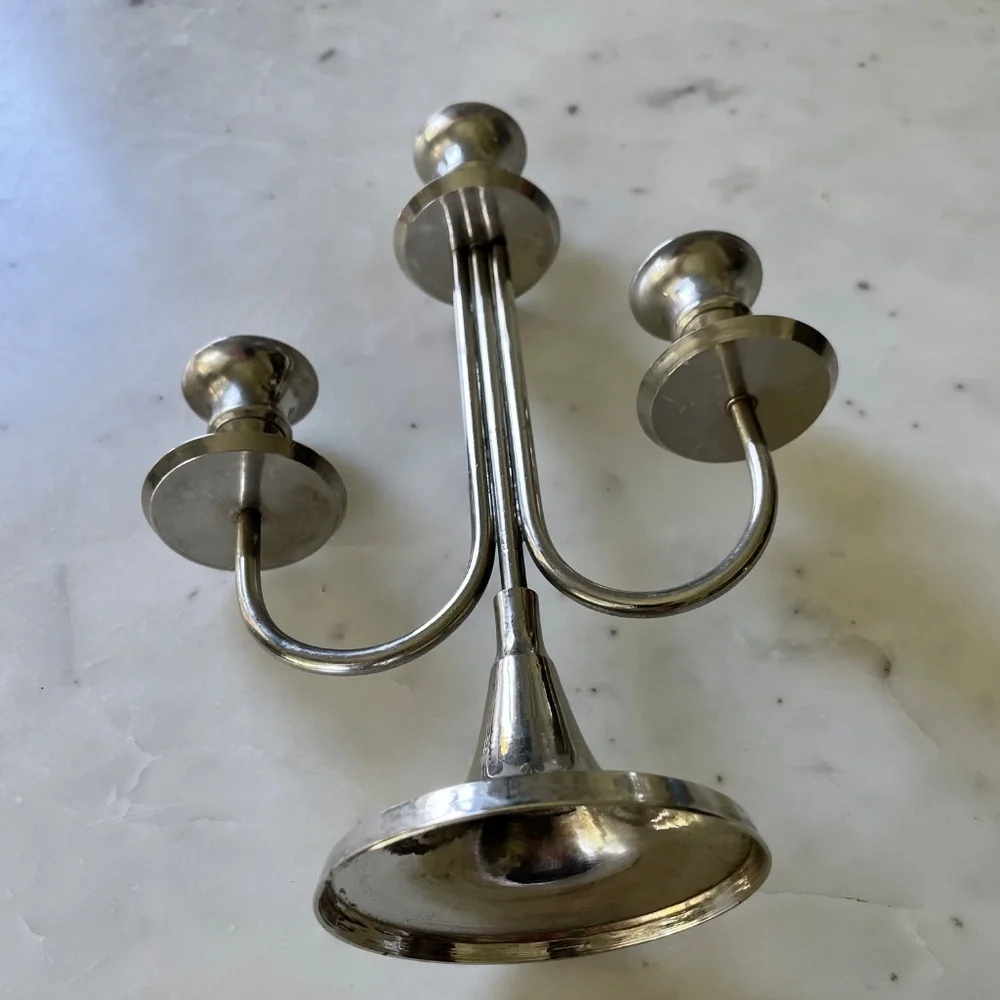 Silver Vintage Mid Century Style Candelabra, Candle Holder